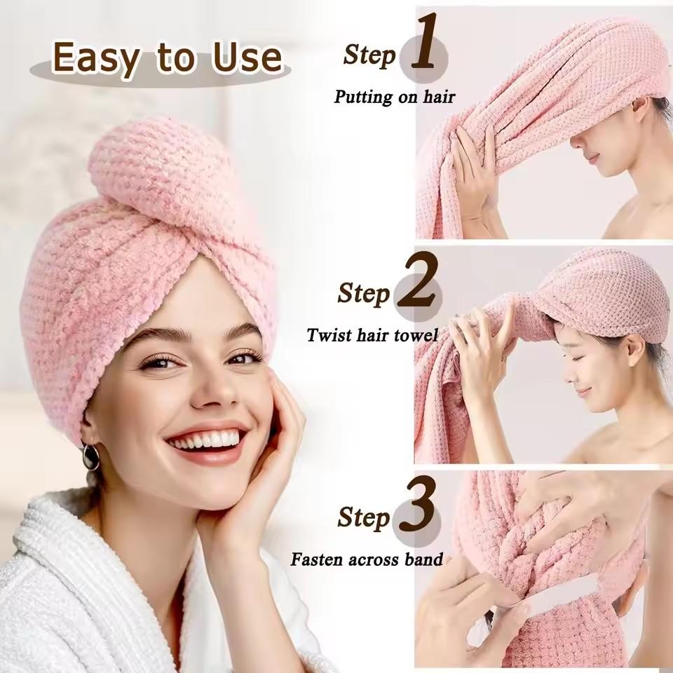 Hair Turban Towel - Super Absorbent Coral Velvet Hair Drying