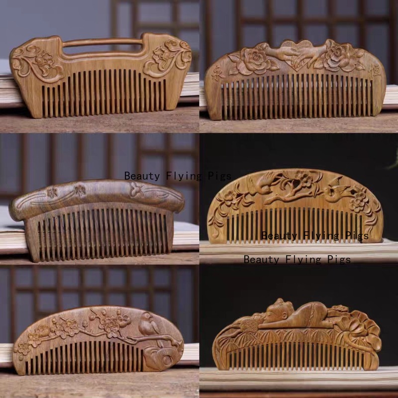 Hair Care Japanese - 1pc Wooden Carving Comb Scalp Massage