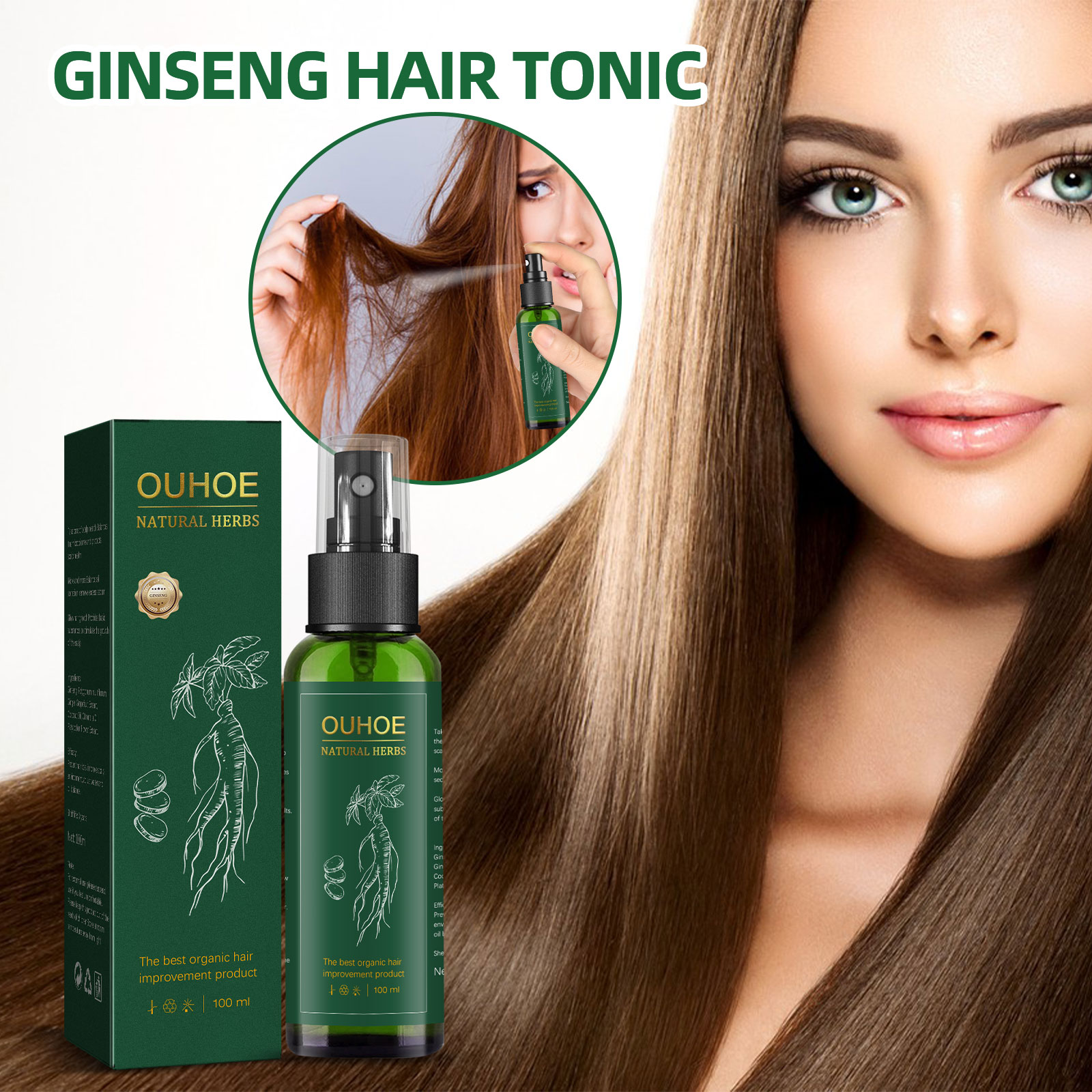 Hair Care Natural Products - Natural Herbal Ginseng Hair Care Spray