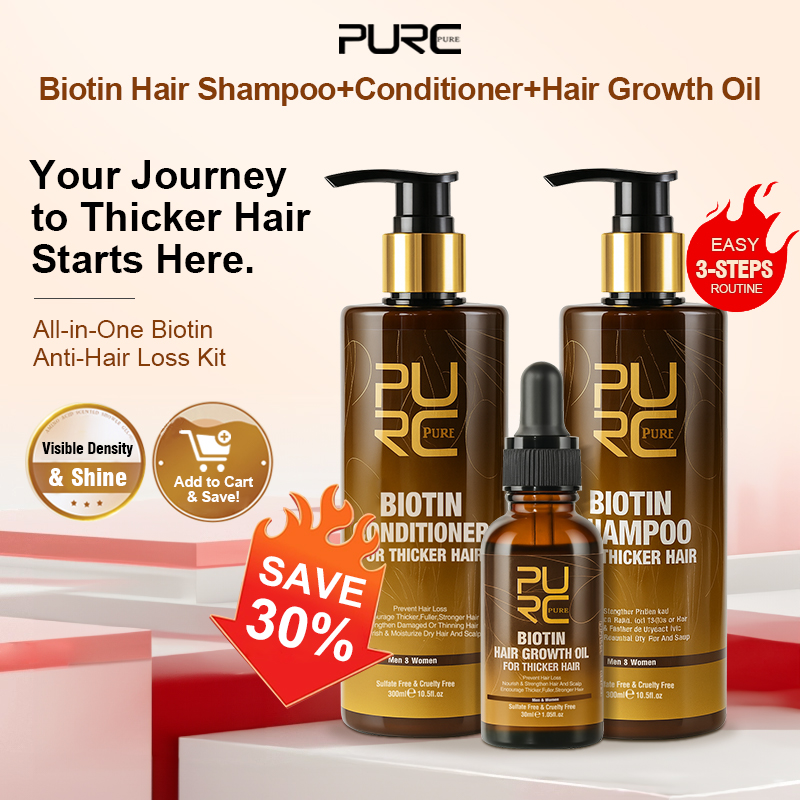 Keratin Treatment Set - PURC Biotin Hair Growth Oil Shampoo