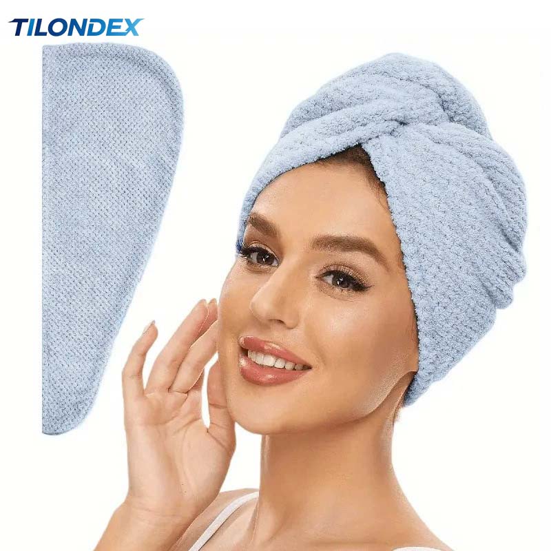TILONDEX 1PC Striped Coral Fle - Hair Turban Towel ulasan dan harga