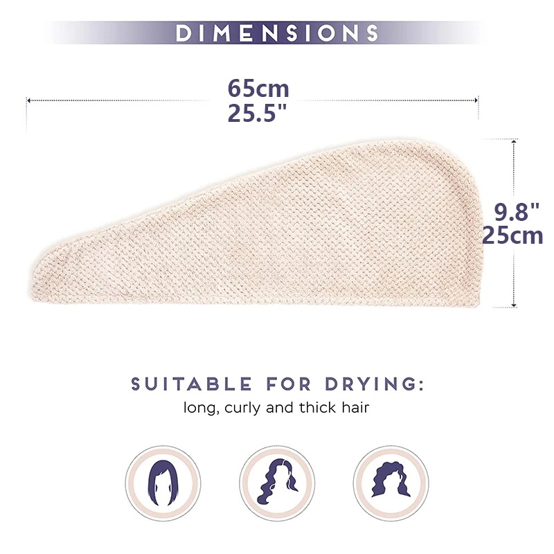 TILONDEX 1PC Striped Coral Fle - Hair Turban Towel ulasan dan harga