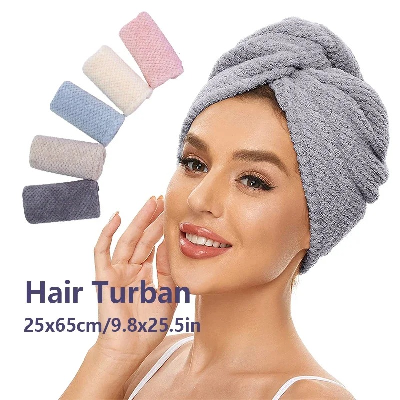 TILONDEX 1PC Striped Coral Fle - Hair Turban Towel ulasan dan harga