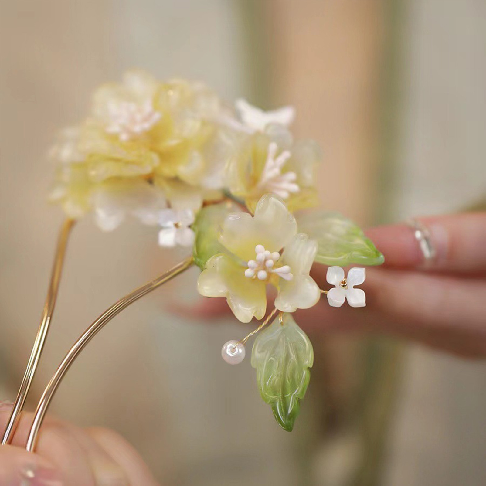Vintage U Shape Peony Hairpin  - Hair Care Japanese ulasan dan harga