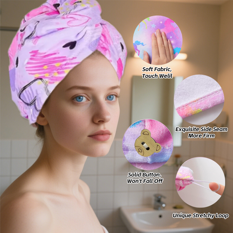 High Absorbent Printed Hair To - Hair Turban Towel ulasan dan harga