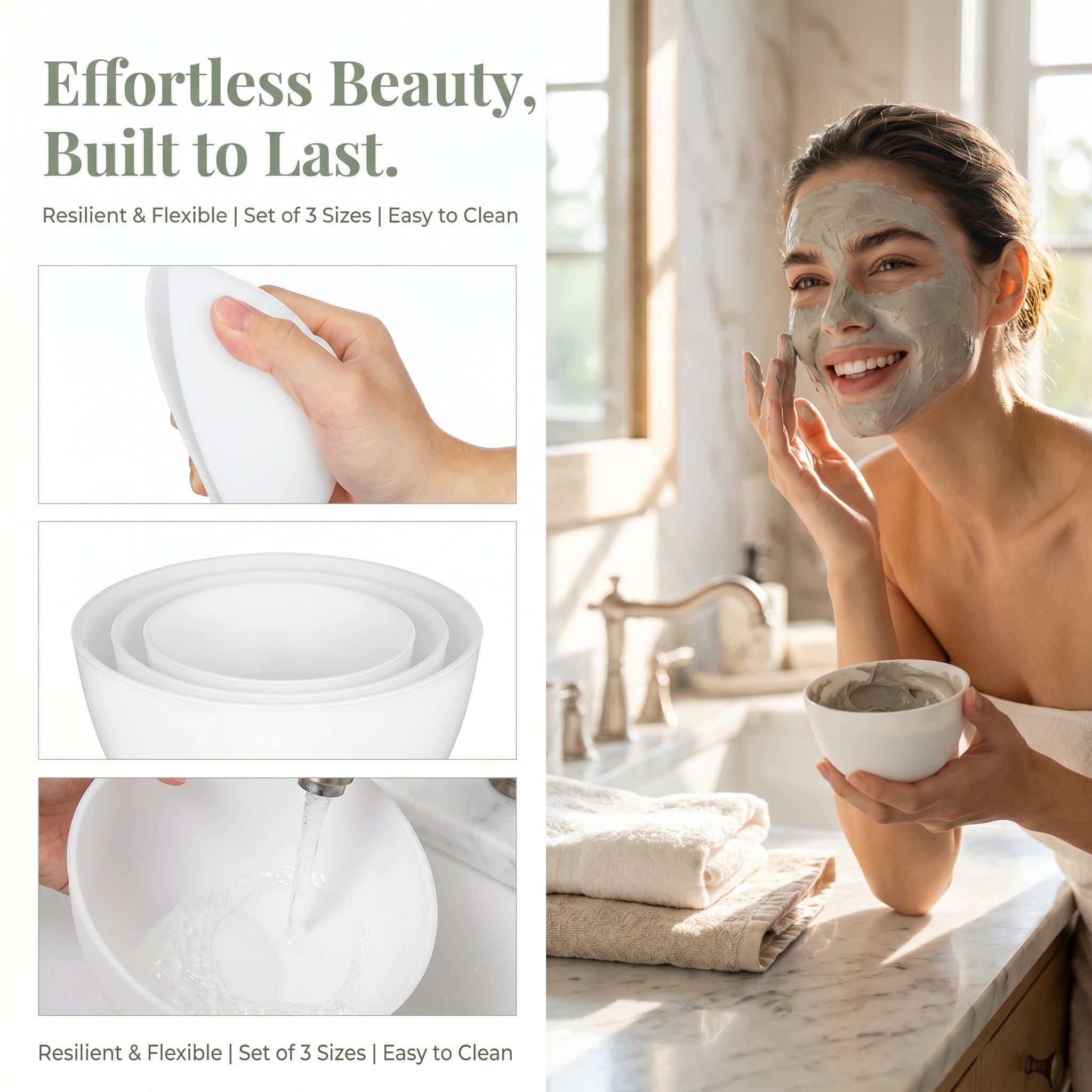 3Pcs Silicone Facial Mask Bowl - Hair Care Tools ulasan dan harga