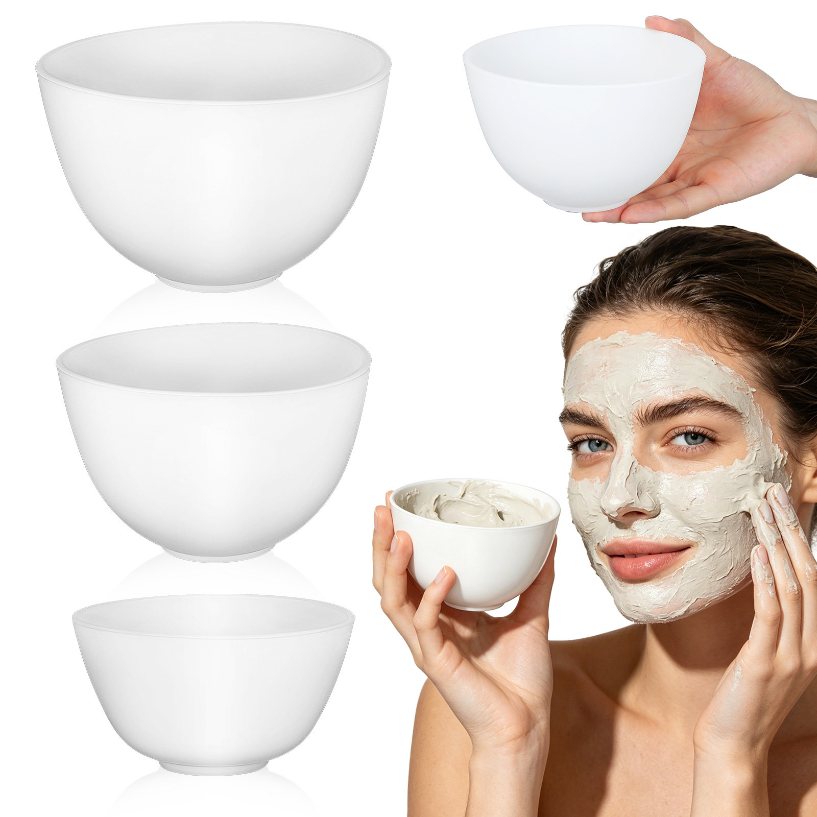 3Pcs Silicone Facial Mask Bowl - Hair Care Tools ulasan dan harga